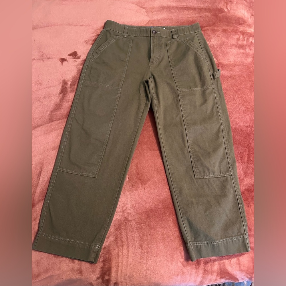 Old Navy High-Rise Straight Leg Olive Green Utility Jeans Size 14